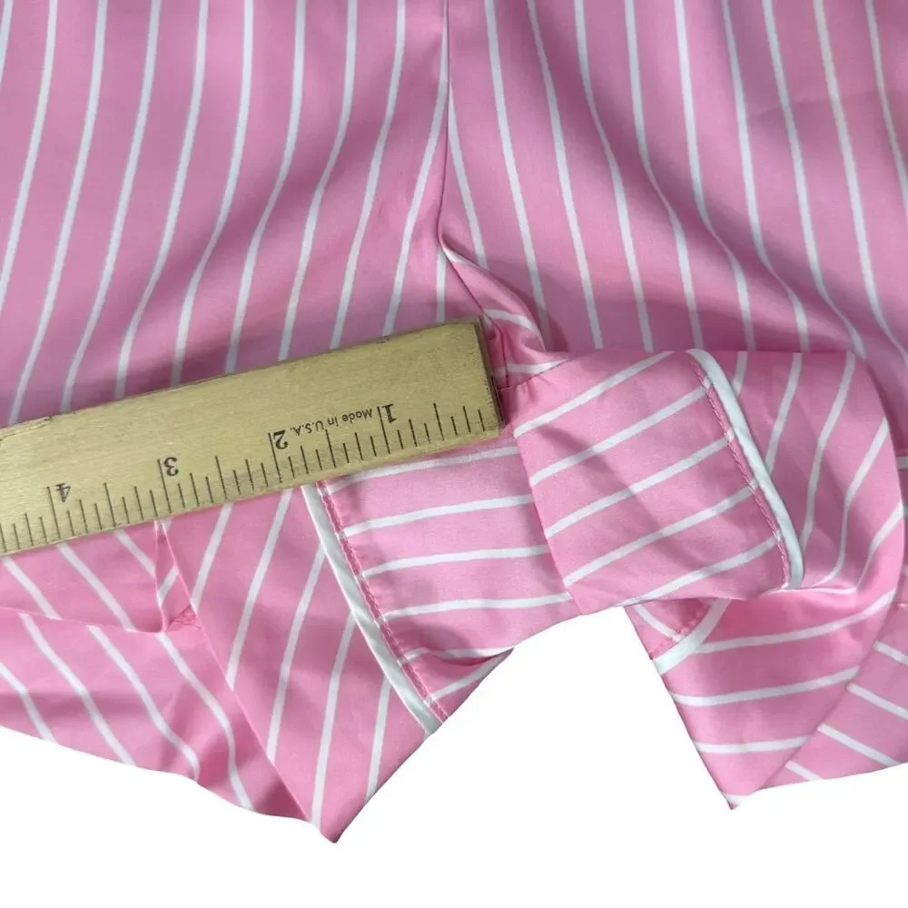 Stars Above Pink White Pinstripe Satin PJ Pajama Shorts Top Set size XXL NEW Tag - Picture 11 of 14